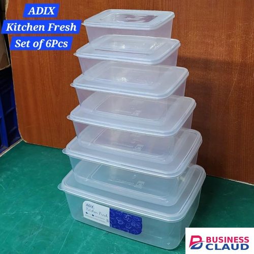 Adix 6pc Set Steady And Firm Plastic Containers Starting From The Biggest Size Of 4500,2170,1150,650 And 500ml Respectively