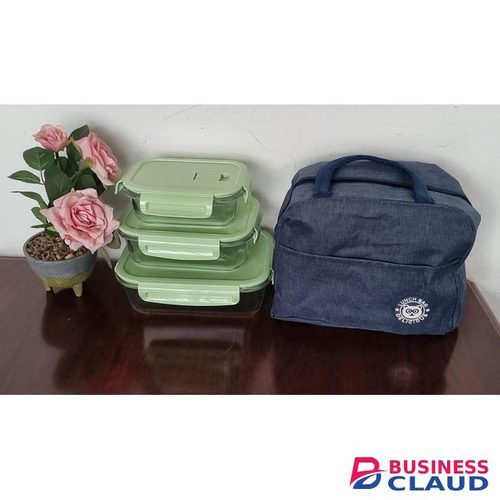 Lunch bag + 3pcs Fast Food Lunch Box Food Container for Children Students Food Storage Containers