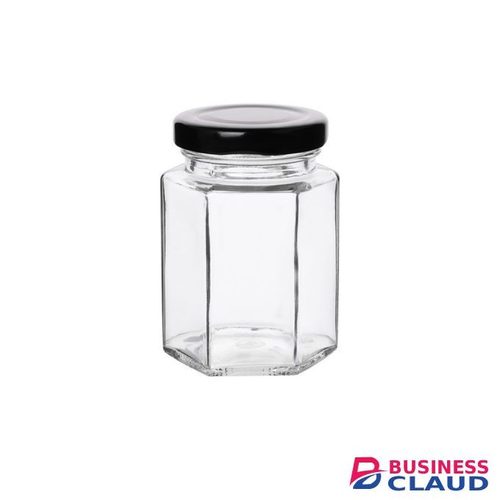 Hexagon Shape With Air Tight Black Metal Lid 8 Packs 290ml