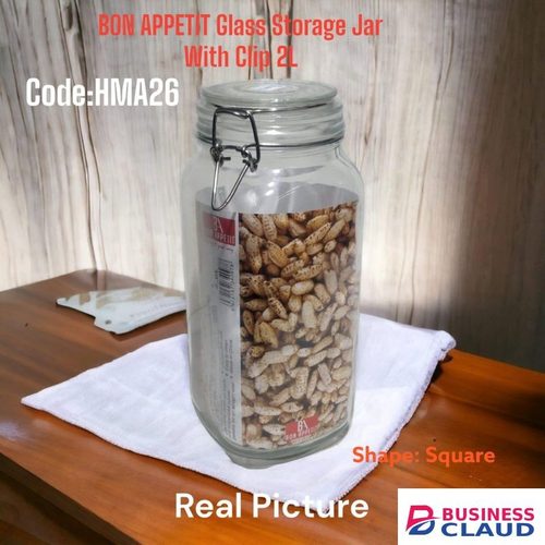 Bon Appetit 2.0 litres Air tight Glass Storage Jar with Clip
