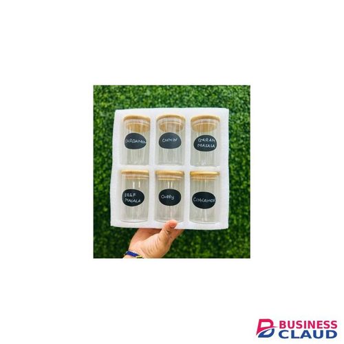 6-Pack Round Glass Jars with Bamboo Lid & Spoon – 250 ml Airtight Storage Set