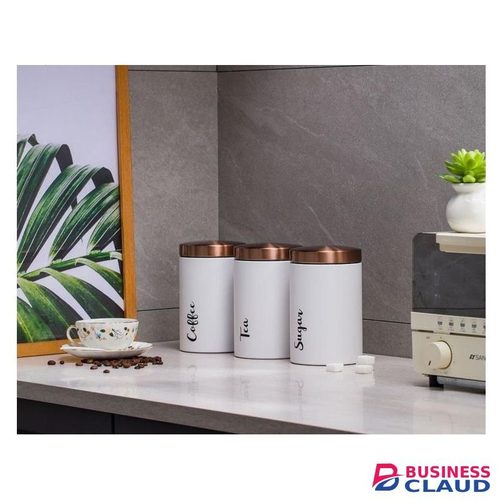 3 PCS Sugar Tea Coffee Storage Canisters Set – Airtight Kitchen Containers for Sugar, Tea, Coffee with Lid, Durable Stainless Steel/Glass, Modern Design for Home & Office (3 Pack)
