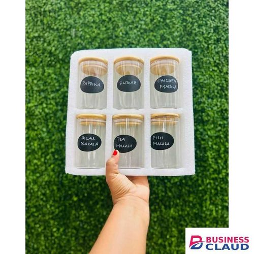 6-Pack Round Glass Jars with Bamboo Lid and Spoon 250ml – Premium Airtight Kitchen Storage Containers for Spices, Coffee, Tea, Herbs, Snacks, Dry Foods – Eco-Friendly and Stylish Organizer Set