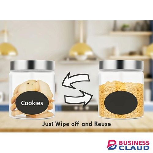 Jar Container Sticker Labels Waterproof Vinyl Stickers for Mason Jars Glass Bottles, Decals Craft for Kitchen with Pencil Size 80 Pcs Black - 2 PACKS