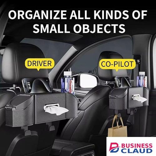 7-in-1 Car Rear Seat Storage Box – Multipurpose Leather Organizer