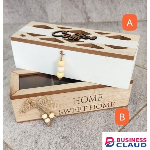 3 Compartments Wooden Teabag and Coffee Organizer Eco-Friendly Storage Box Durable Small Item Holder