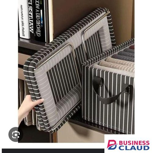 Stripped/Checked Organiser for Home and Office Storage, Multi-Compartment Foldable Fabric Storage Box, Closet Drawer Organizer, Clothes Toy Storage Bin, Durable and Stylish