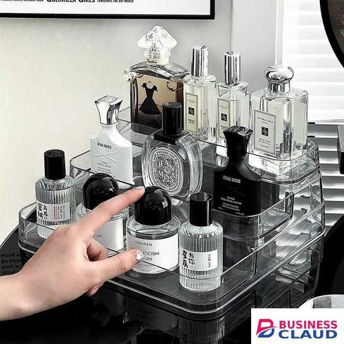 Acrylic Display Shelf Vanity Perfume Holder Organizer 3 Tiers Clear Risers Stand for Makeup, Perfume, Plastic Figures, Cupcakes and Small Decorative Items Storage Rack