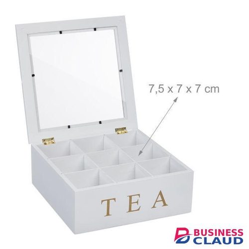 9 Grid Tea Bags Organizer Box – Kitchen Counter Storage Container with Clear Lid, Removable Dividers, Multi-Compartment Tea Storage Box for Tea Bags, Sugar, Spices, and Coffee Pods (9 Slots)