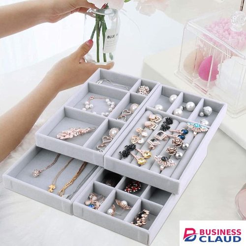 4 Drawer Jewelry Storage Drawer Organizer, Stackable Jewelry Tray