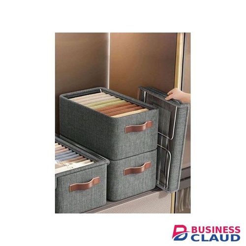 Hot Selling Folding Storage Box With Lid Fabric Foldable Steel Storage Cubes Organizer With Handles Frame Collapsible Clothes Organizer Box/Bin With Transparent Lid, PACK OF 1