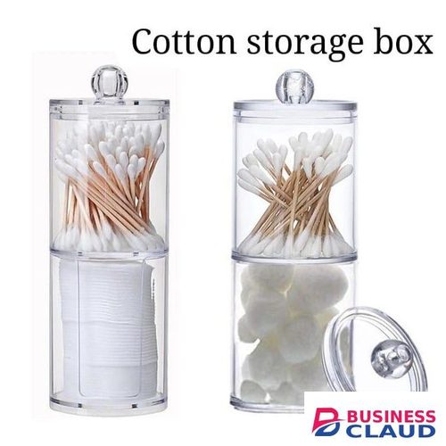 2 Layer Transparent Cotton & Cotton Bud Storage Box with Lid – Bathroom Organizer