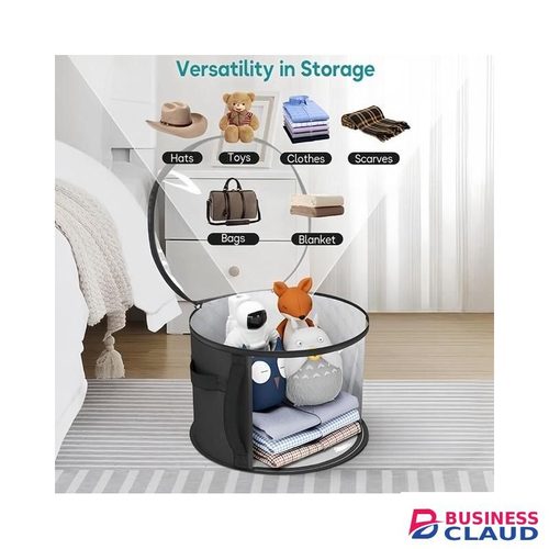 Hat Storage Box Non-woven Clear Storage Bucket Foldable Travel Storage Box with Zipper Clothes Hat Large Capacity Organizing Bag