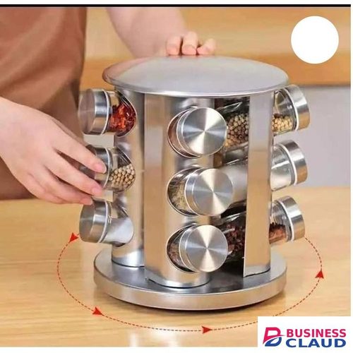 12 Pcs Rotating Spice Rack – Kitchen Organizer with Refillable Jars