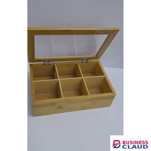 6-Slot Bamboo Wooden Teabag Organizer – Water-Resistant & Moisture-Proof