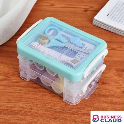 Sewing Box Set, 30-Piece High Quality Portable Sewing Kit with Scissors, Threader, Metal Thimble, Hand Needles, Tape Measure in Pink, White, Blue, Grey for Home and Travel
