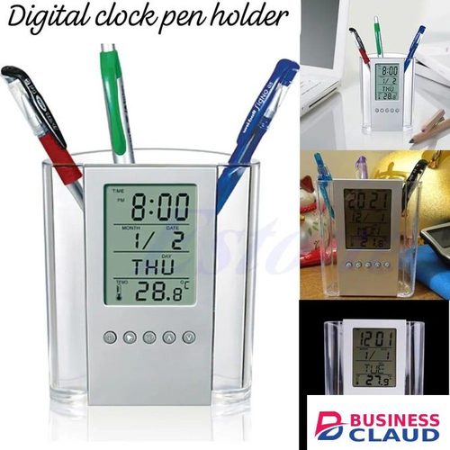 Pen Pencil Holder/organizer, Digital LCD Desk Pen Holder, Calendar, Timer, clock, thermometer Desktop Electronic Office stationary organizer, office giftset, bedroom table organizer