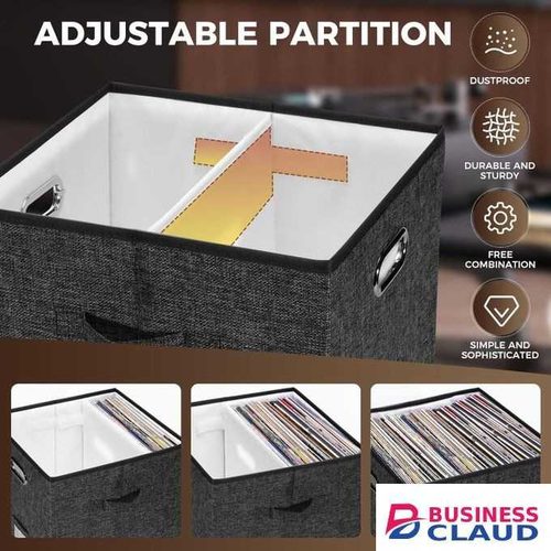 Sturdy Vinyl Record Storage Box - Album Storage Holds up 50+ Single Record