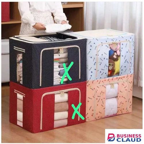 Multipurpose Storage Box – Foldable Oxford Fabric With Steel Frame, Waterproof & Moisture-Proof, 60x40x40cm – Available In Pink, Blue & White