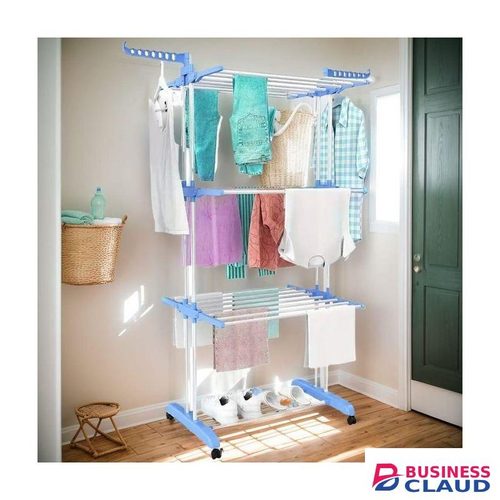 Clothes Drying Rack, 3-Tiers Collapsible Expandable Laundry Drying Rack, Folding Movable Clothes Rack With Wheels, Detachable 3-Layer Cloth Hanger Rack - Portable & Foldable Laundry Drying Stand with Capacity
