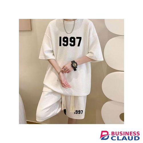Dou-color Men's Fashion 1997 Short Sleeved T-shirt And Shorts 2-in-1 Set - White