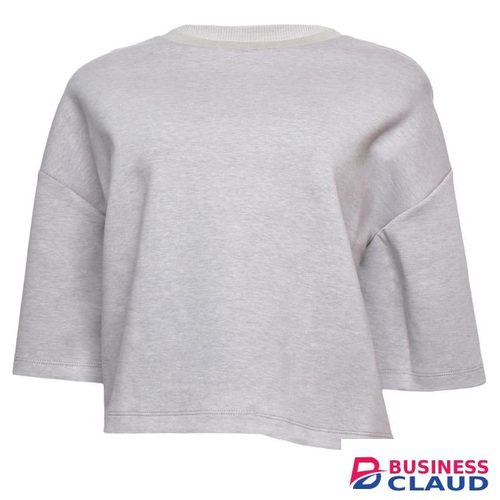 Ladies' Fleece Round Neck Crop Top - Grey