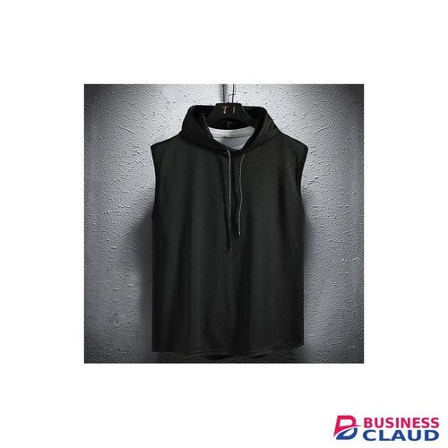 Mens Gym Sleeveless Sweatshirt Hoodies Drawstring Vest Sports Casual Tank Top