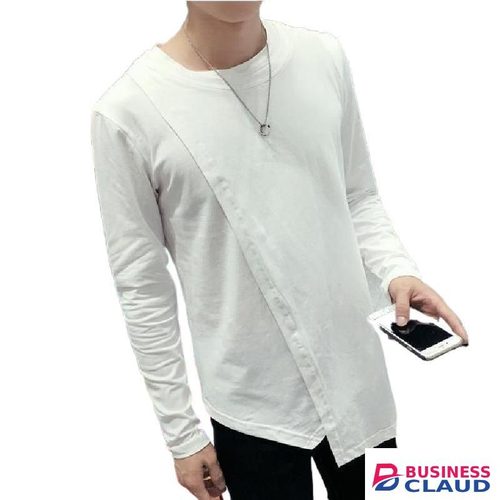 Men's Irregular Asymmetric Fake Two-Piece T-Shirt - White