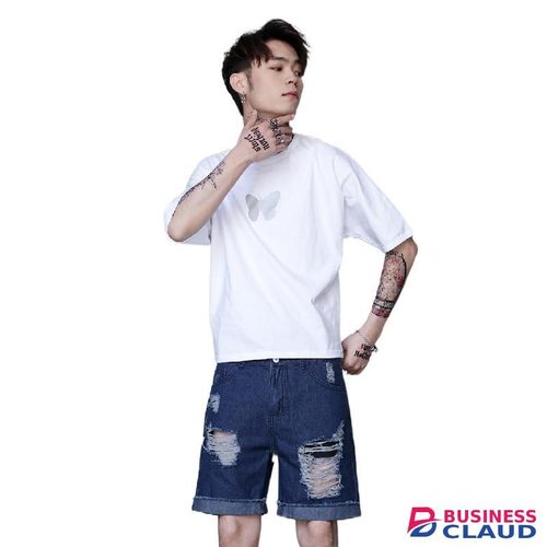 Men And Women Couple Butterfly Printed Half Sleeve T-shirt-White