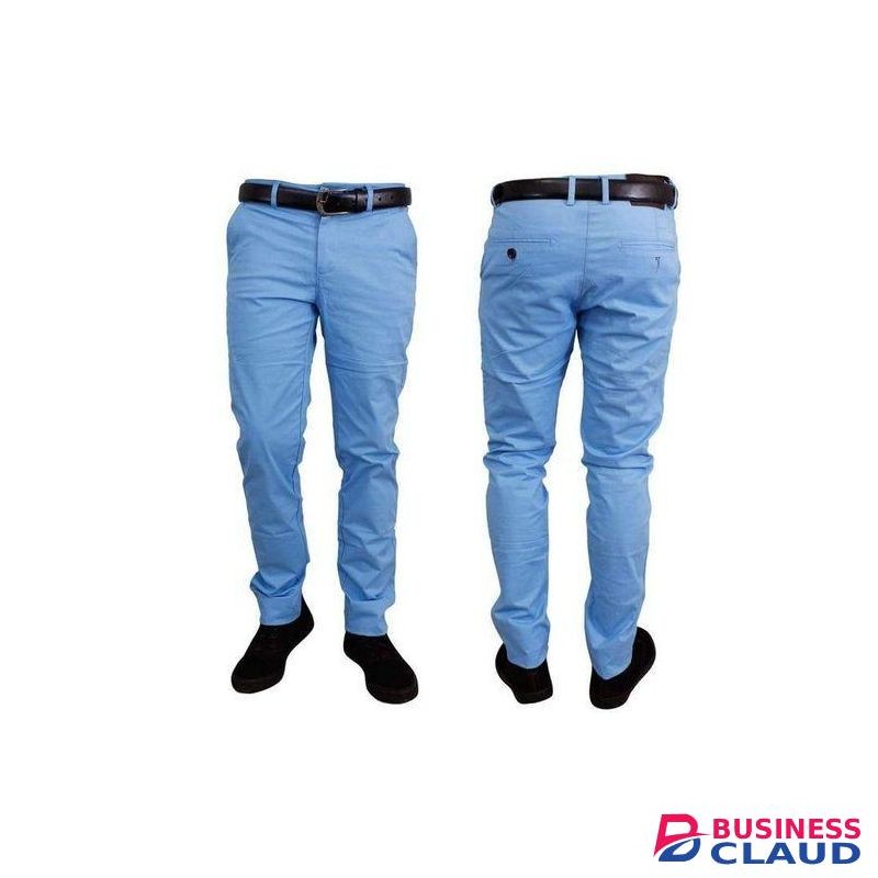 Soft Khaki Trouser Stretch Slim Fit Casual- Sky Blue