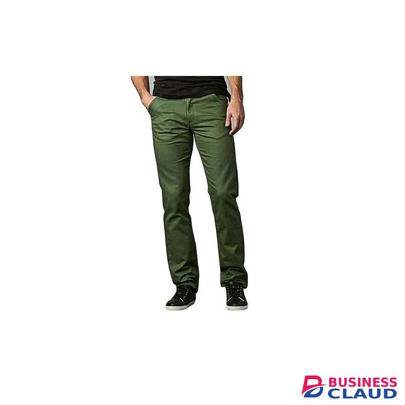 Soft Khaki Men's Trouser Stretch Slim Fit Casual- Green