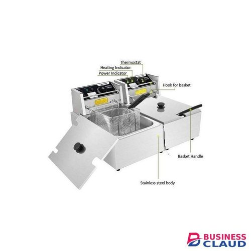 Nunix 6L+6L Heavy Commercial Double Deep Fryer +Free Chips Slicer