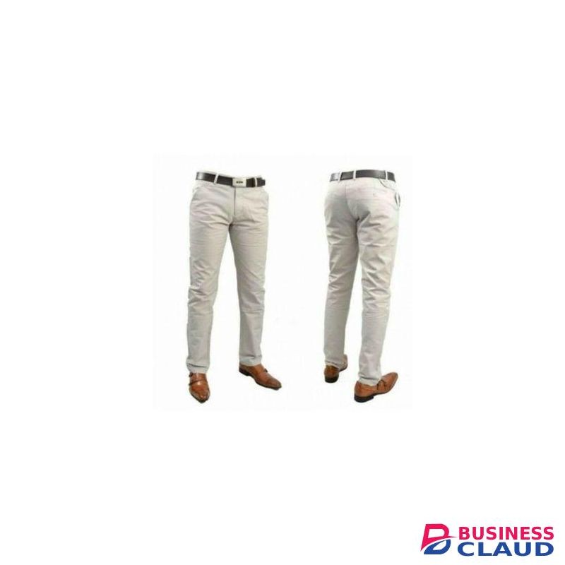 Soft Khaki Trouser Stretch Slim Fit Casual- off-whit