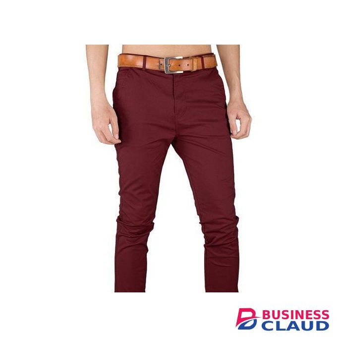 Soft Khaki Trouser Stretch Slim Fit Casual-Maroon