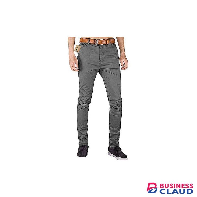 Soft Khaki Trouser Stretch Slim Fit Casual- Dark Grey-
