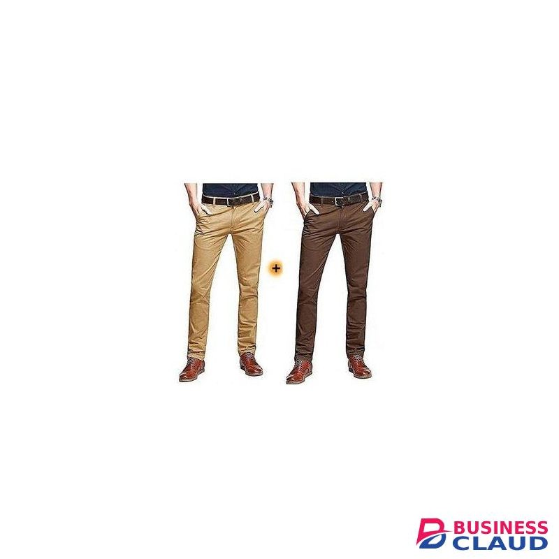 2 Pack Men,s Soft Khakis Trousers Official/causal Trousers-stretching