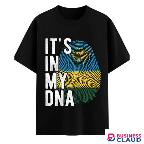 IT’S IN MY DNA – Rwandese Flag Fingerprint – Black Unisex T-Shirt. It’s In My DNA – Black Flag Print Tee With Rwandan Pride.