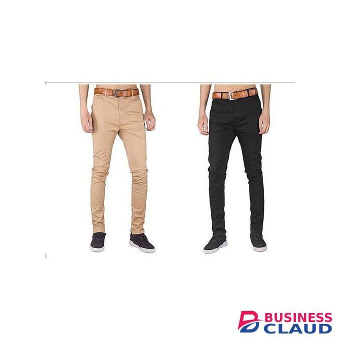 2 pack soft khaki's; Black and beige, Stretch Slim Fit