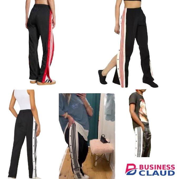 Unisex Track Sports Jogger Pants Elastic Waistband Snap Button YELLOW Striped Tracks Modern Athletic Style Convenient Pockets Iconic Soccer Heroes Hiphop Simple Basic Outfit