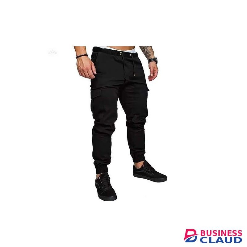 Black Men's Cargo Pants-Stylish Pocketed