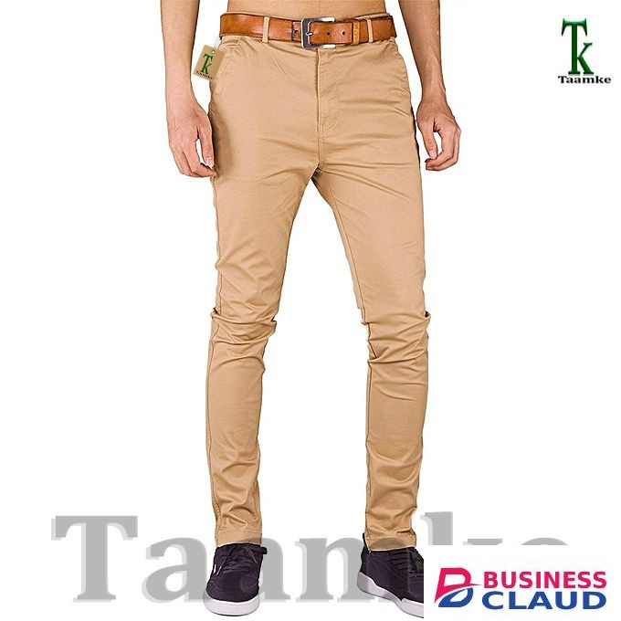 2 Soft Khaki Men's Trouser Stretch Slim Fit Casual- Beige & Navy Blue + Free Pair Of Socks