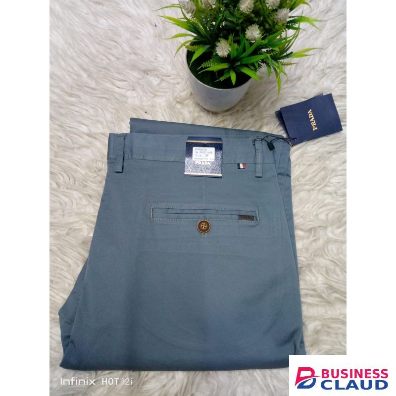 Soft Khaki Trouser Stretch Slim Fit Casual - Gray
