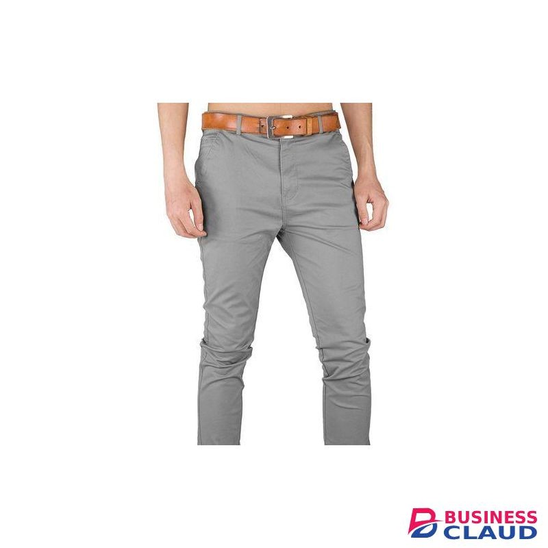 Soft Khaki Trouser Stretch Slim Fit Casual-GREY