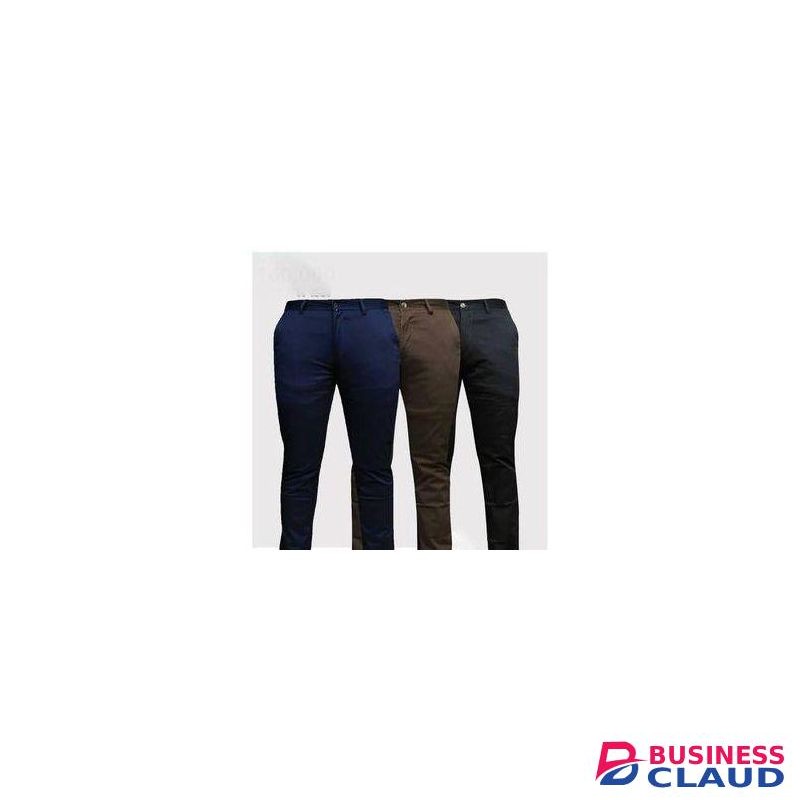 3-Pack Soft Khaki Slim Fit Men's Trousers – Navy Blue, Black & Chocolate