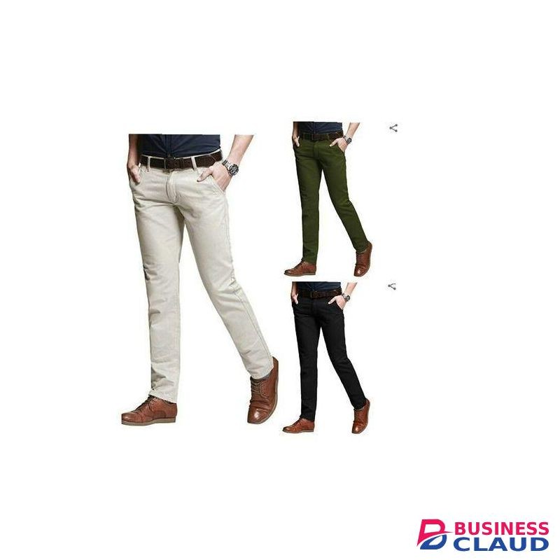 3-Pack Men's Slim Fit Trousers – Soft Khaki, Official & Casual Wear – Creamy White, Black & Green
