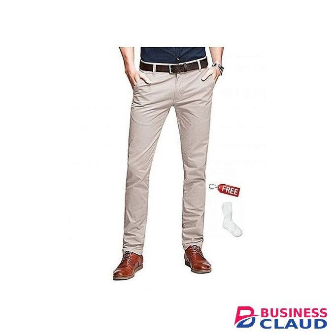 Men's Off-white Soft Khaki + Free Pair Of Socks