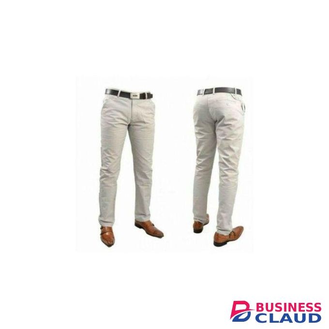 Men's Soft Stretch Khaki Slim Fit Trouser – Creamy White (Smart Casual & Official)