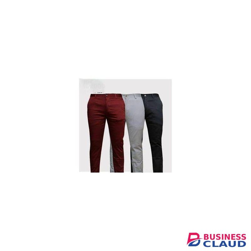 3 Pcs Soft Khaki Men's Trouser Slim Fit- Maroon, Cream And Black