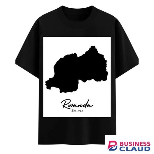 MAP OF RWANDA – Black Unisex T-Shirt. Bold Identity Wear In Black.