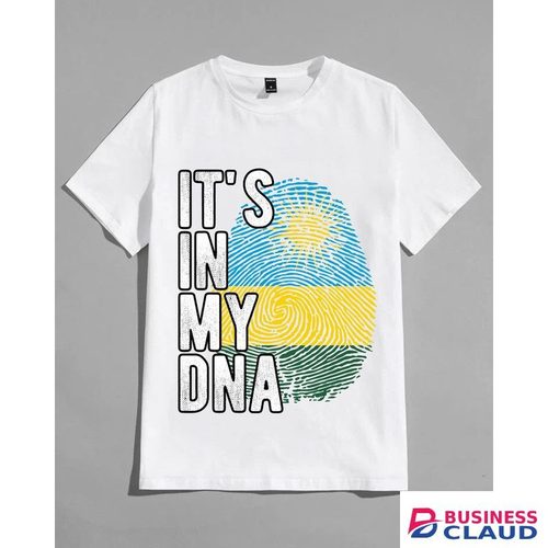 IT’S IN MY DNA – Rwandese Flag Fingerprint – White Unisex T-Shirt.Rwandan DNA Tee – White Fingerprint Flag Identity Shirt.